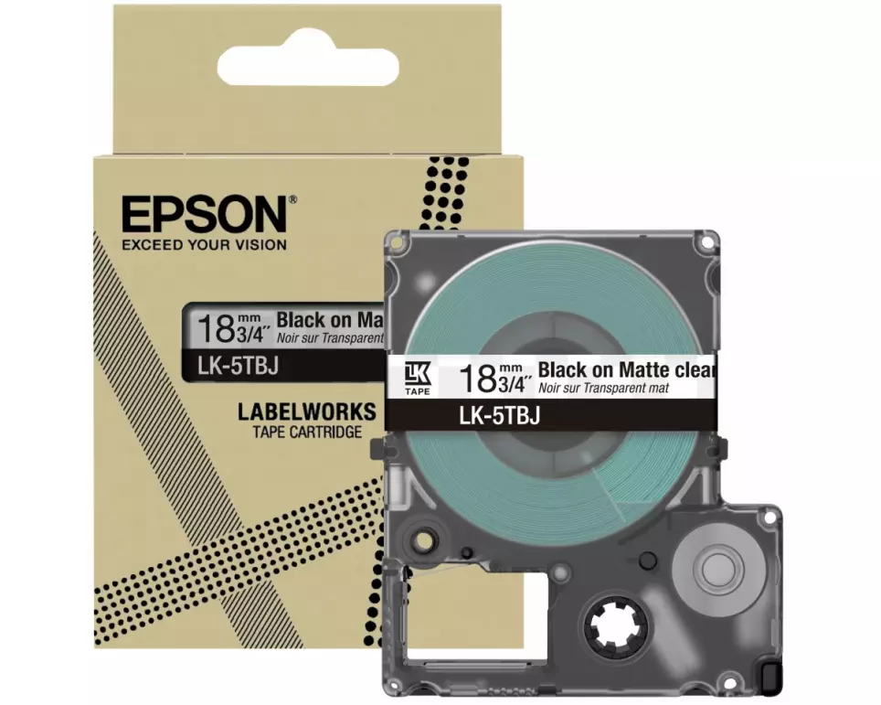 EPSON Matte Tape Clear/Black, 18mm, 8m, LK-5TBJ
