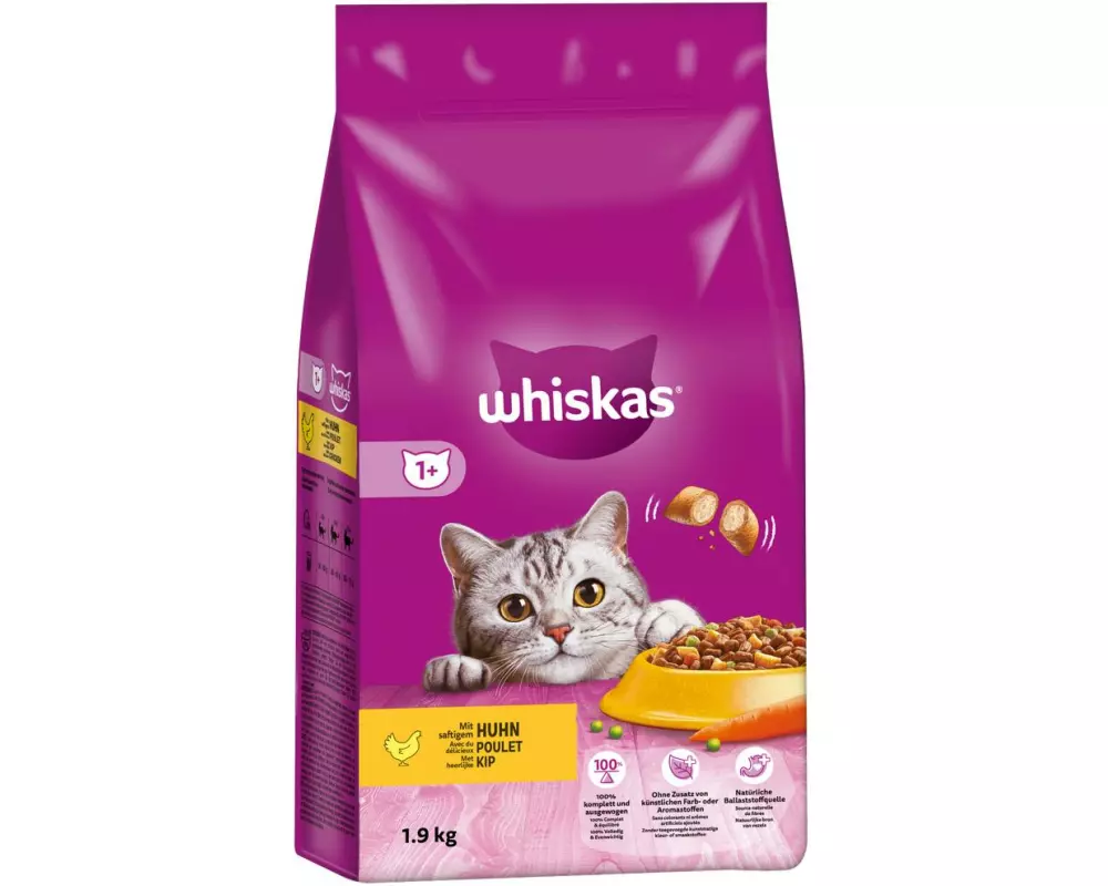 Whiskas Trockenfutter Huhn Auswahl 1+, 1.9 kg
