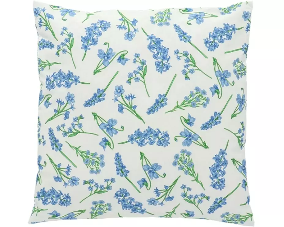 Esschert Design Outdoor-Kissen Blumen 49 x 49 cm, Blau