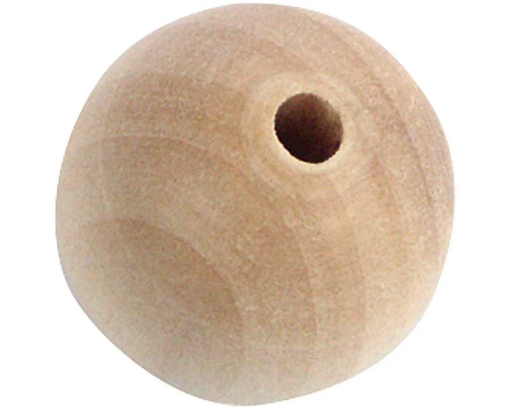 Rico Design Holzperlen Gebohrt 60 mm Nature, 2 Stück