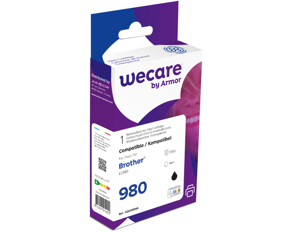 WECARE Tinte rebuilt schwarz LC-985BKWE z. Brother DCP-165C 14ml