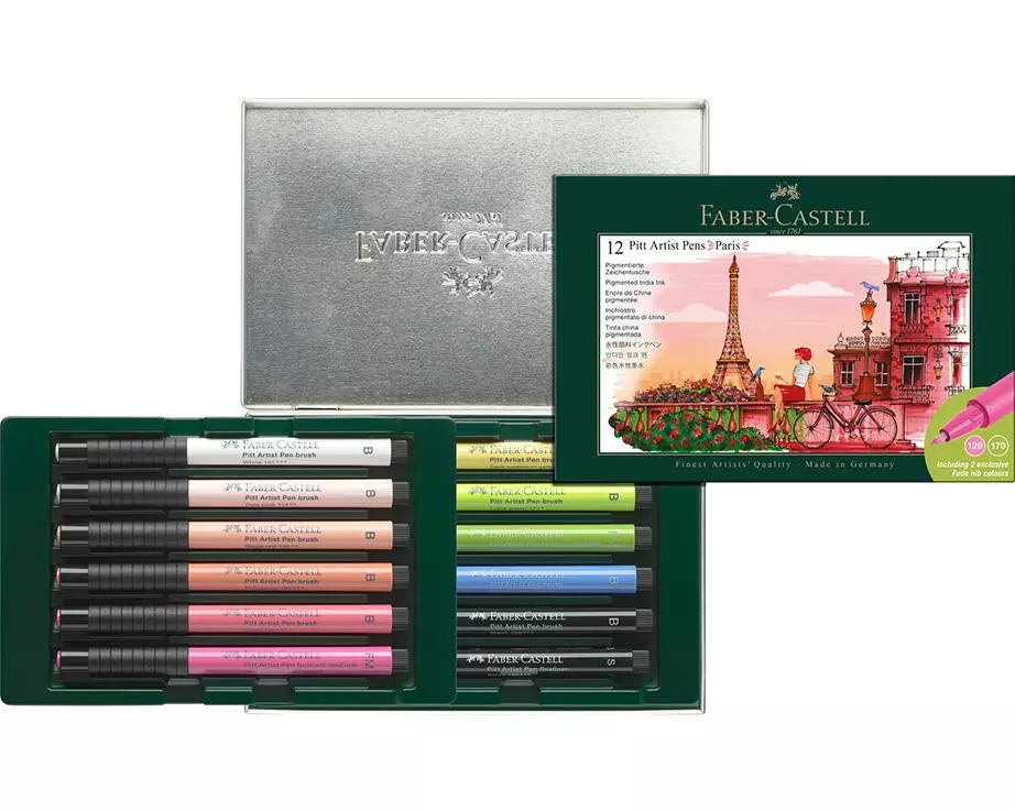 Faber-Castell Tuschestift Pitt Artist Pen Set Paris 12 Farben