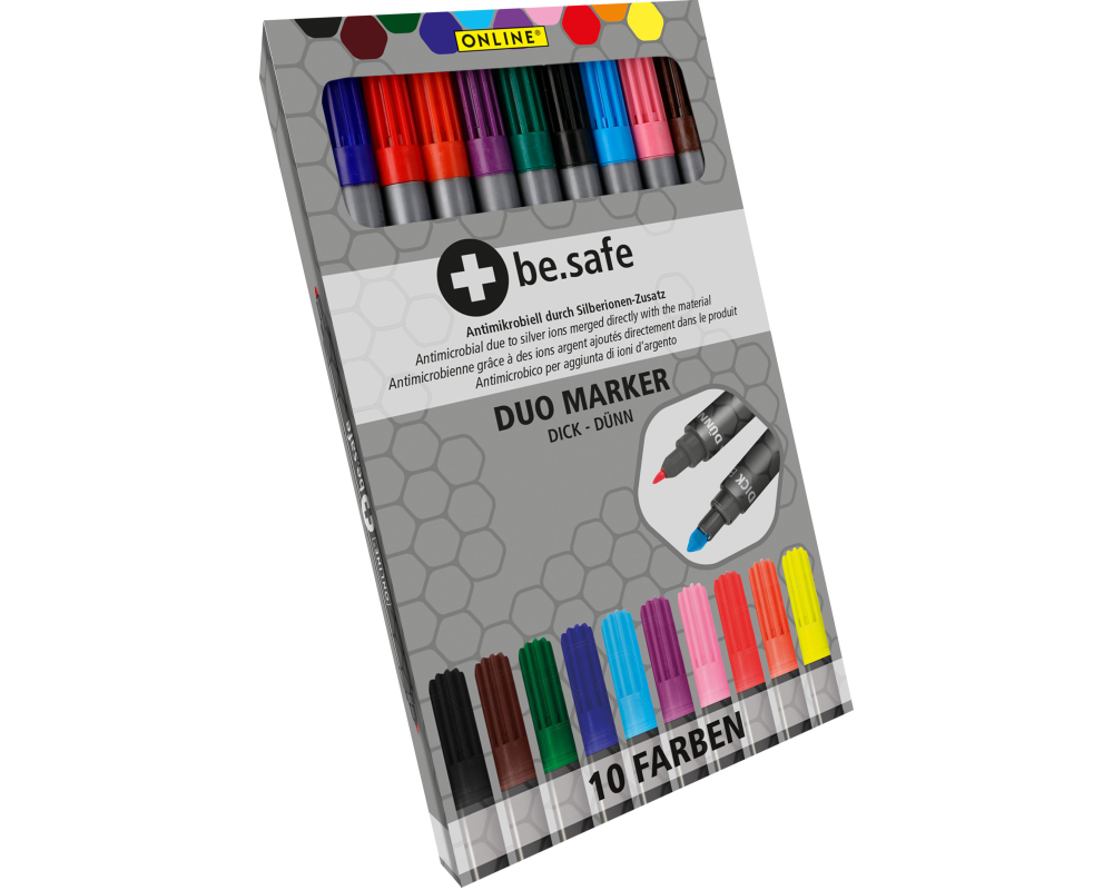 ONLINE Duo Marker Be.Safe 2281 Kartonetui, 10 Farben