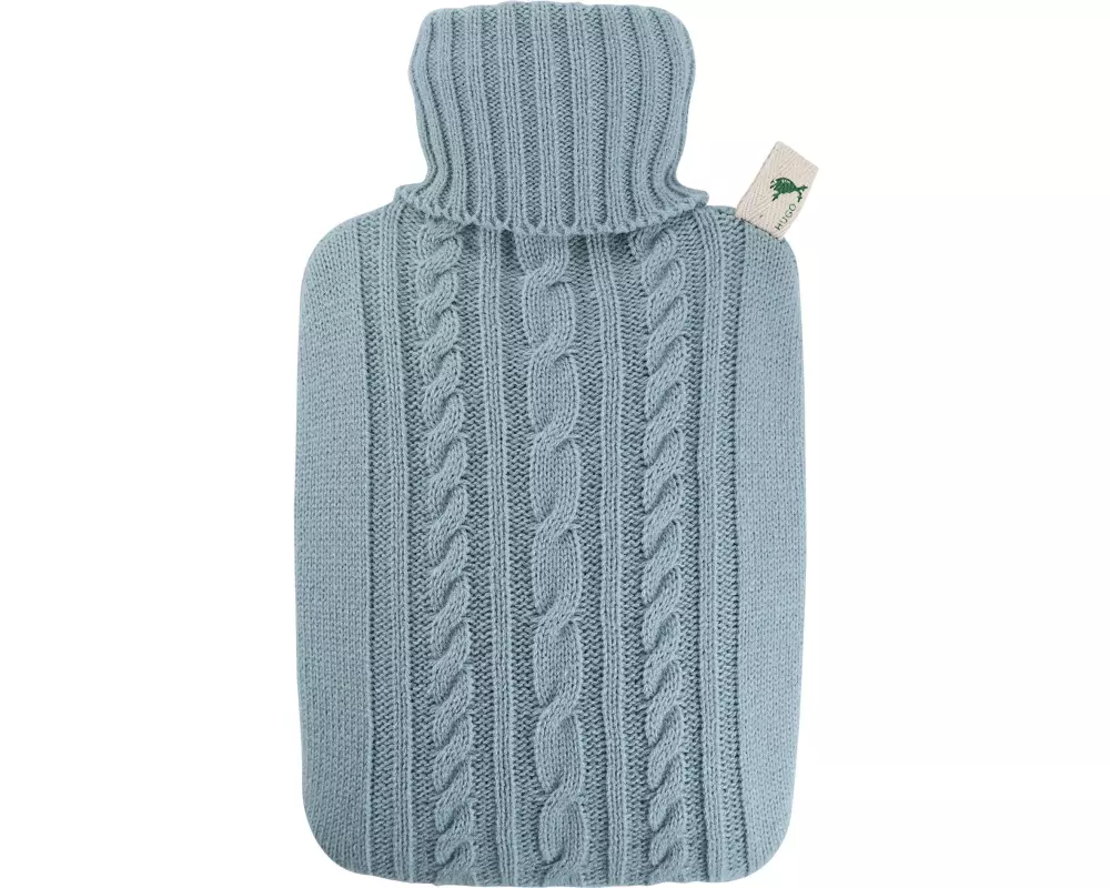 Hugo Frosch Wärmflasche PVC Strickbezug pastellblau 1.8 l