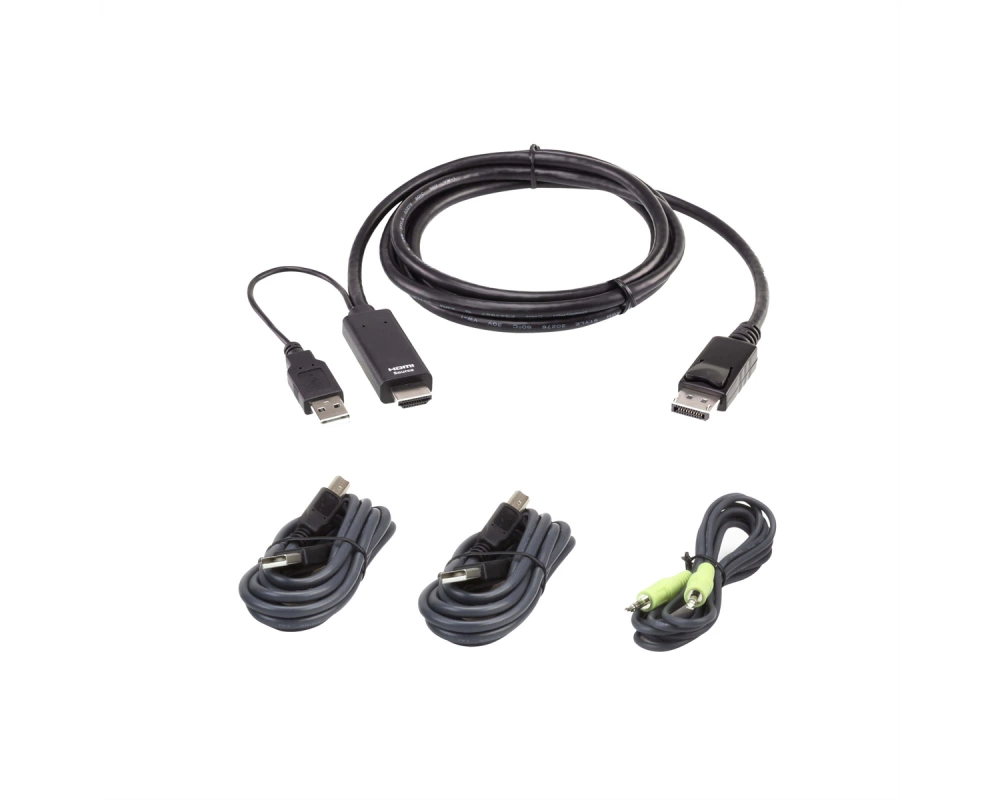 ATEN 2L-7D02UHDPX4 HDMI zu DP KVM KabelKit, True 4K