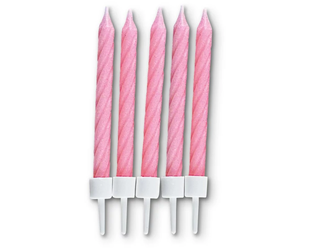 Städter Kerze mit Halter 10 Stück, Rosa, 7.5 cm