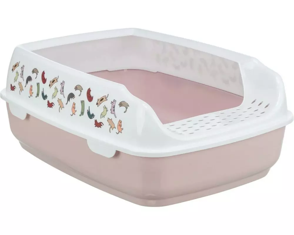 Trixie Katzentoilette Delio mit Rand, Weiss/Rosa