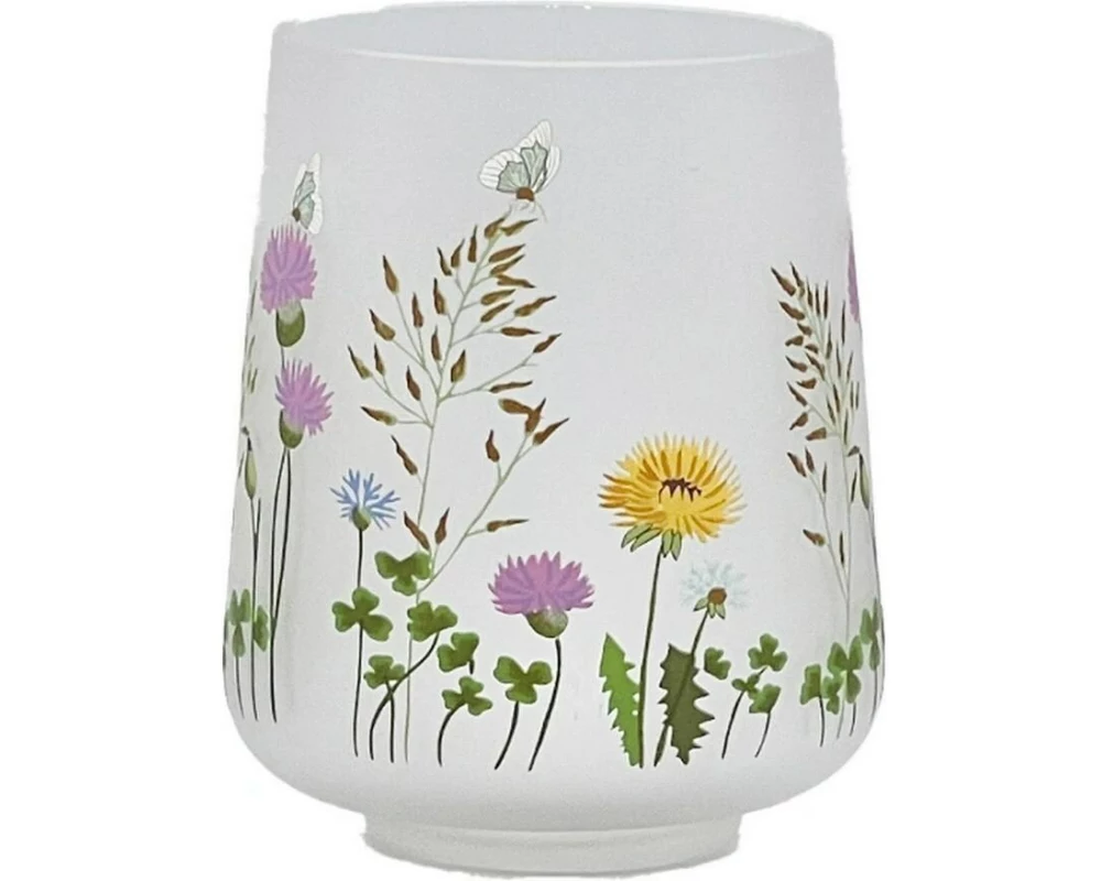 CHALET Windlicht Wildblumen L 16 cm, Weiss