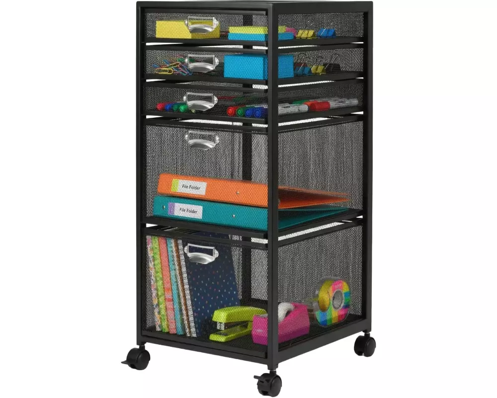 relaxdays Rollcontainer, Stahl / Kunststoff, 59 x 27.5 x 35 cm