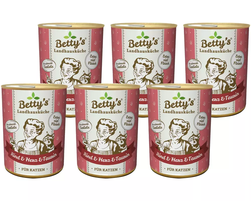 Betty's Landhausküche Nassfutter Rind & Herz, 6 x 400 g