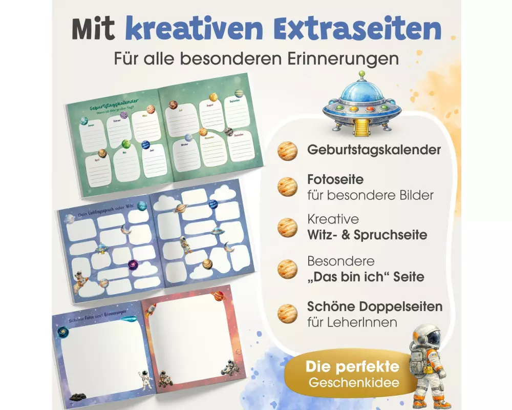 Eulentaler Schulfreundebuch Weltall, mit Goldprägung