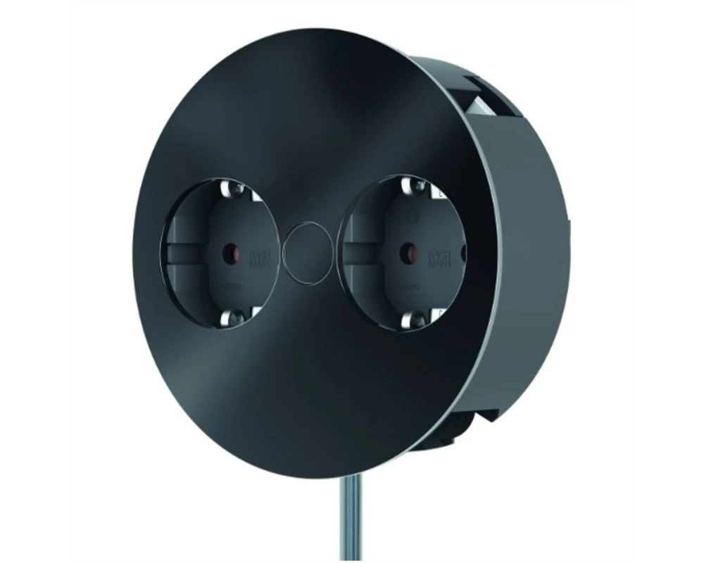 BACHMANN TWIST 2x Schutzkontakt, Aderendhülsen, Schutzkontaktmontagestecker, schwarz, 2 m