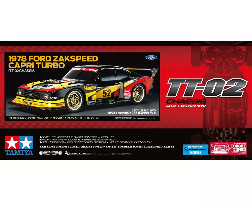 Tamiya Rennwagen Ford Zakspeed Capri Turbo 1978 Bausatz, 1:10