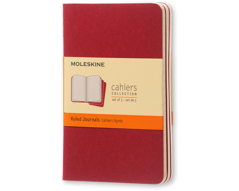 MOLESKINE Notizheft Cahier A6 095-6 liniert, rot 3 Stück