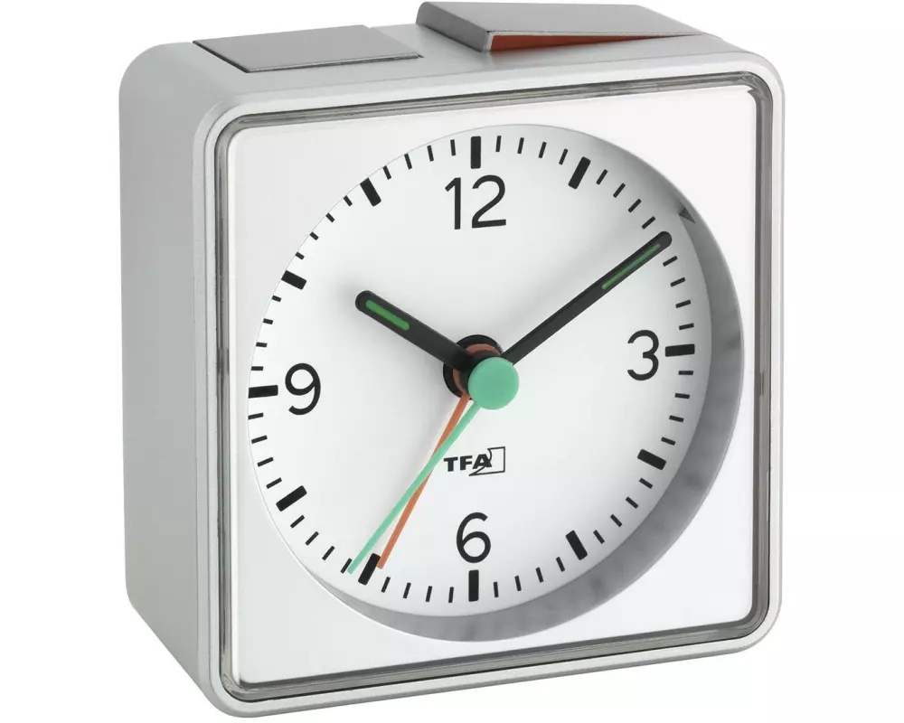TFA Dostmann Klassischer Wecker Pusch Weiss