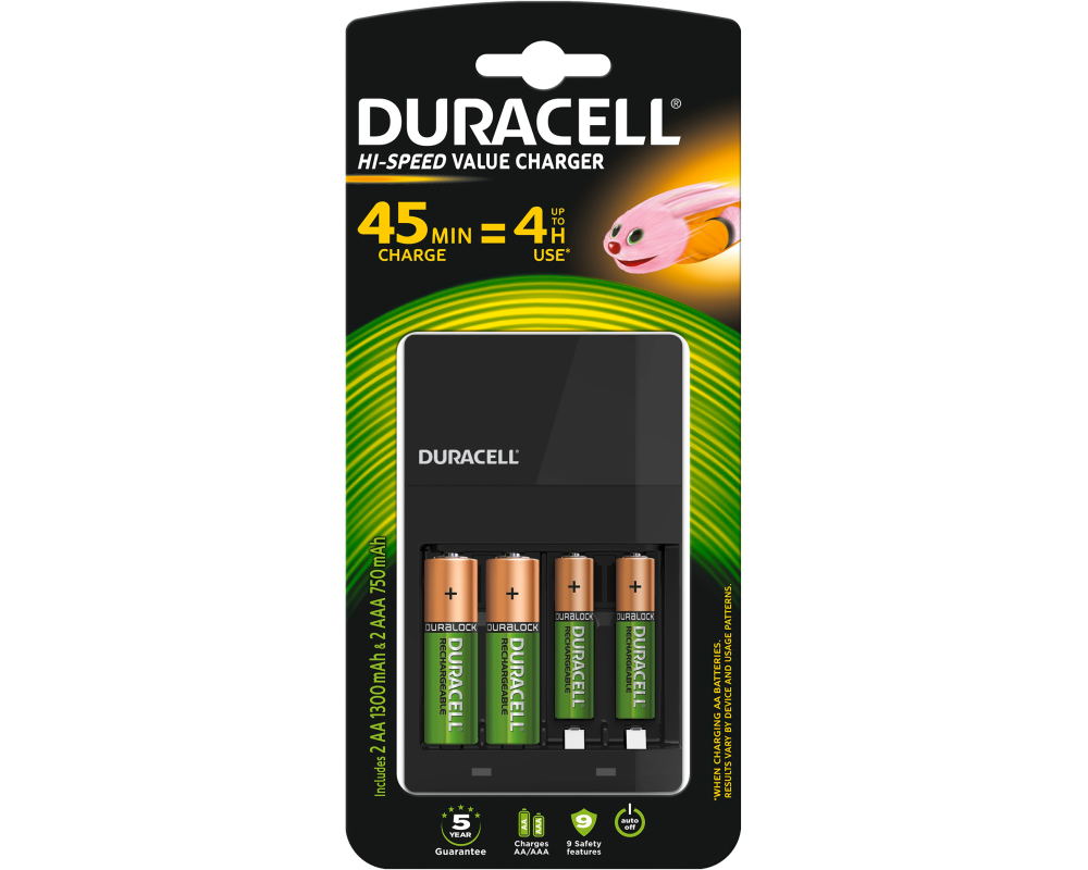 DURACELL Ladegerät CEF14 4-118577 inkl.2xAA + 2xAAA 4 Stunden