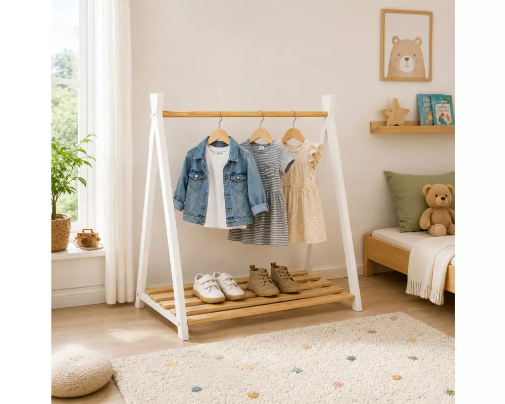 relaxdays Kindergarderobe x , Weiss/Braun