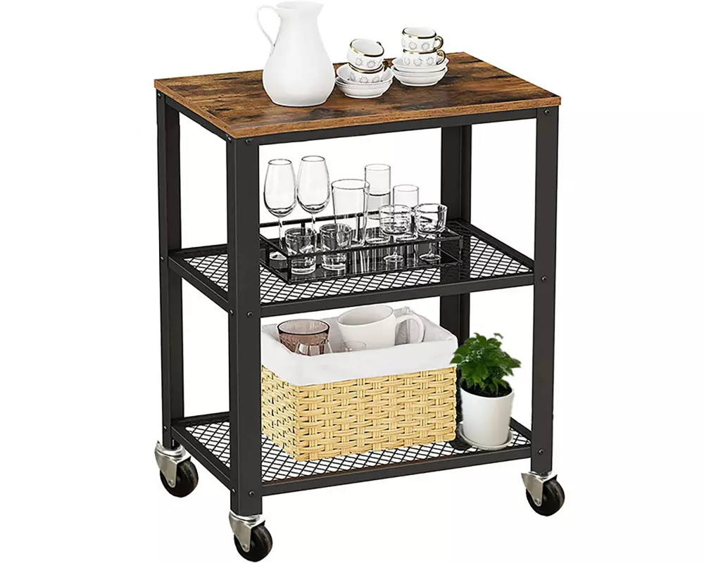 relaxdays Küchenwagen 77.5 x 60 cm Schwarz/Braun