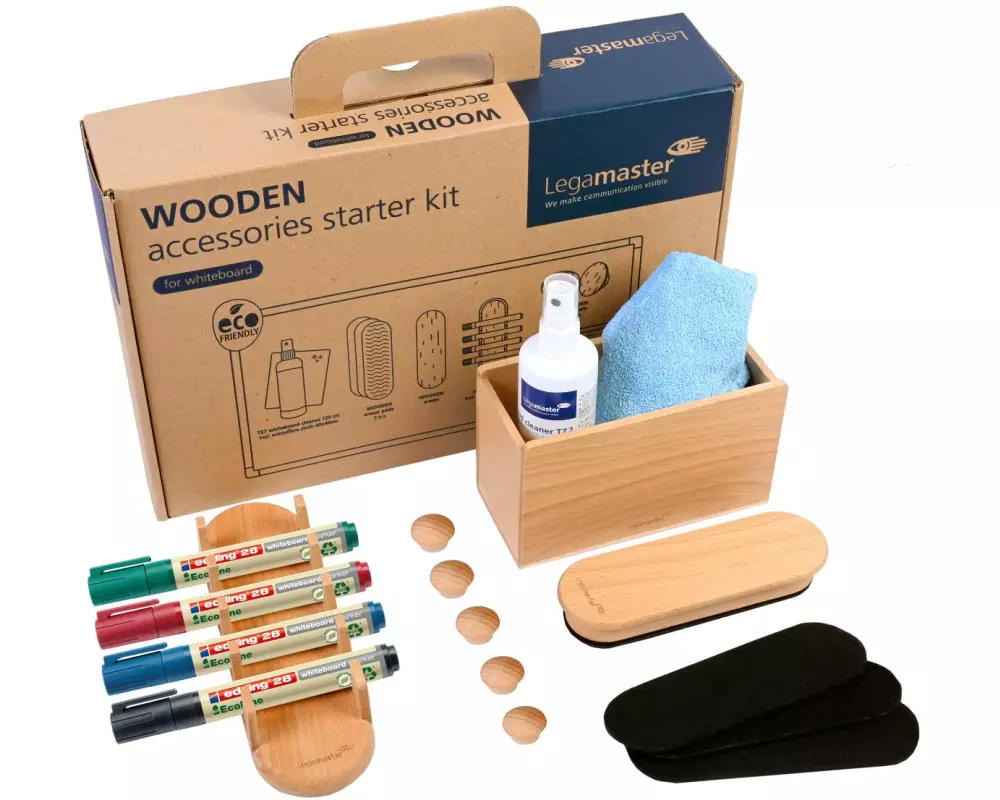 Legamaster Starterkit Whiteboard Zubehörset Wooden 17-teilig, aus Holz