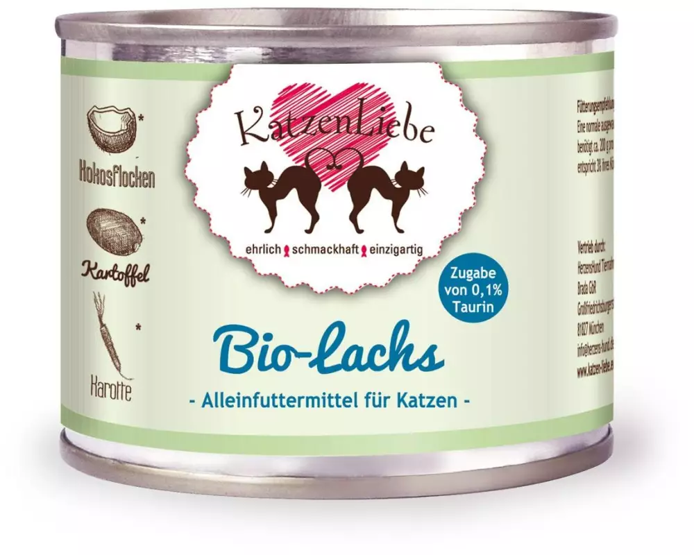 KatzenLiebe Nassfutter Bio-Lachs mit Bio-Kartoffel, 200 g