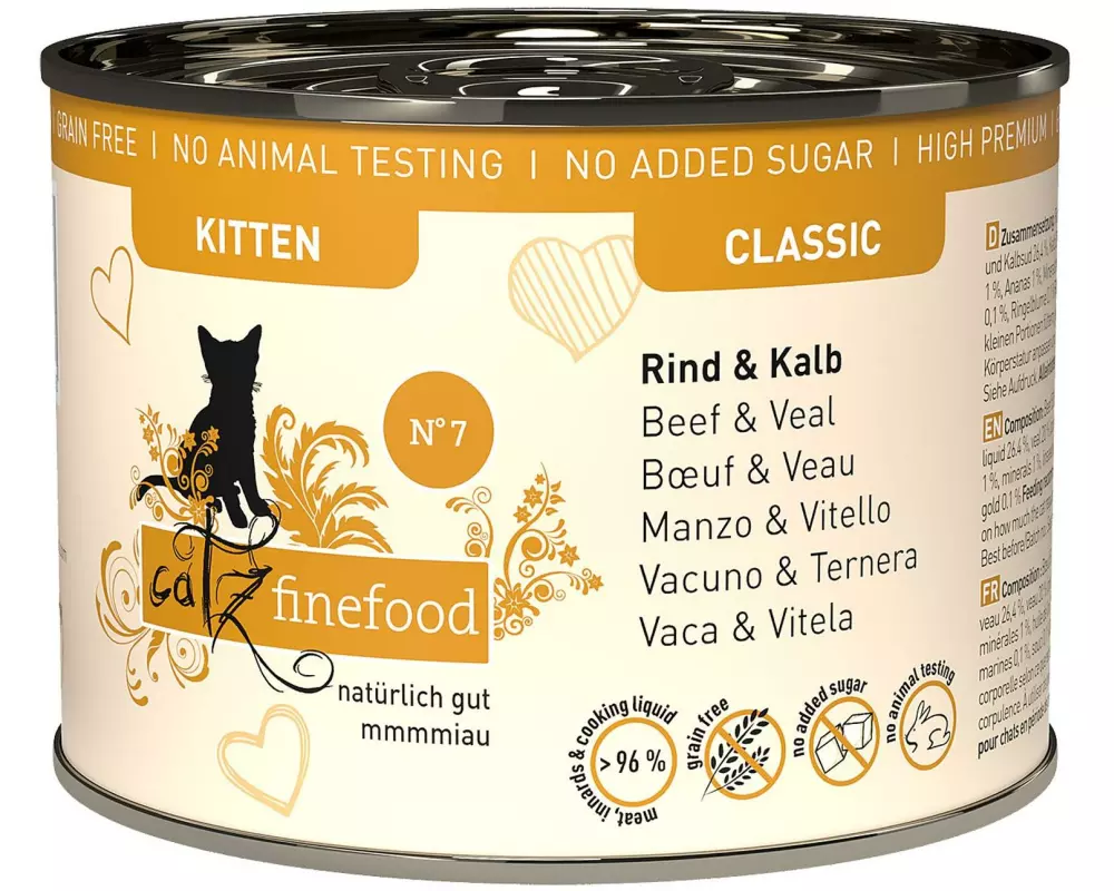 catz finefood Nassfutter Kitten No.07 Rind & Kalb, 200 g