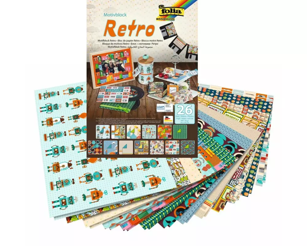 Folia Motivblock Retro Mehrfarbig