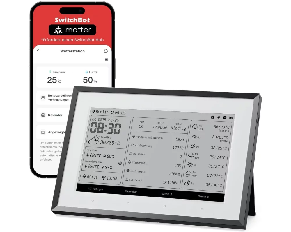SwitchBot E-Ink-Home-Dashboard Digital Schwarz