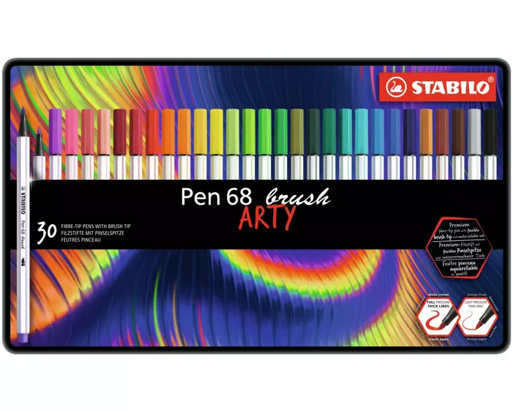 STABILO Pen 68 brush ARTY 30er Metalletui