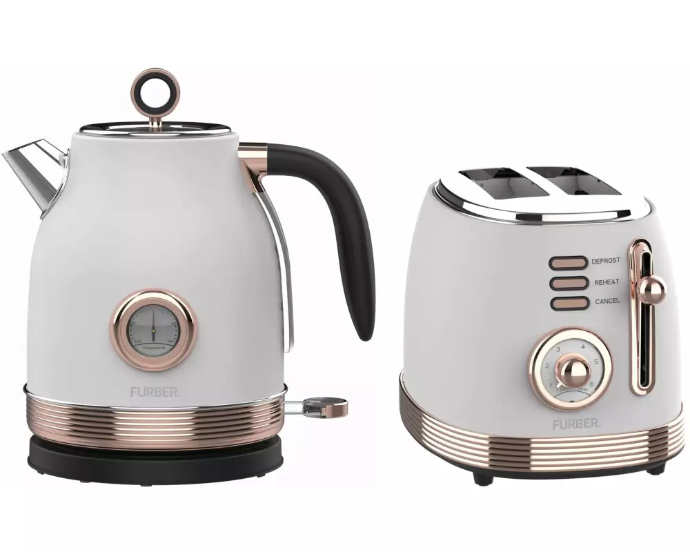 FURBER Wasserkocher und Toaster Set, Monroe, Rose