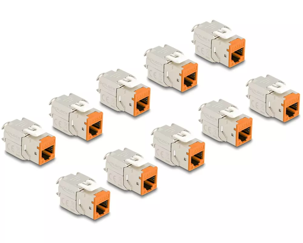Delock Keystone-Modul RJ45 zu LSA Cat.6A Orange, 10 Stück