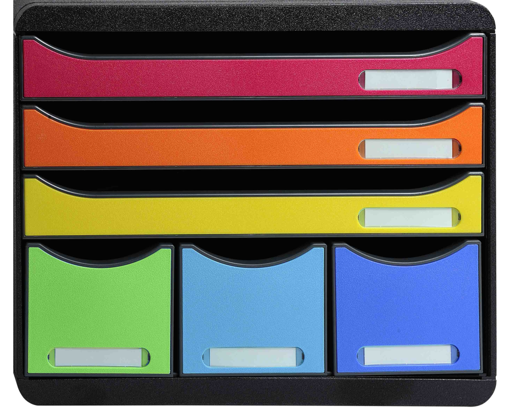EXACOMPTA Schubladenbox Store-Box Maxi 306798D schwarz/Regenbogen, 6 Schubl.