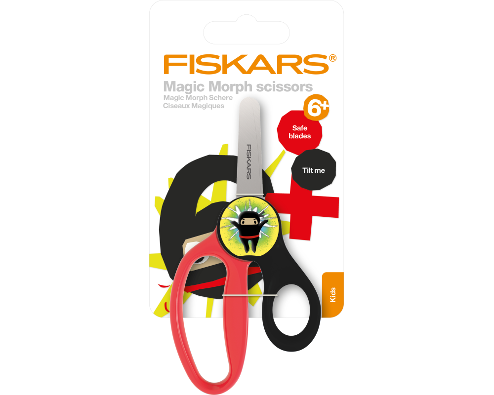Fiskars Kinderschere Ninja 13 cm, Edelstahl, Rechtshänder