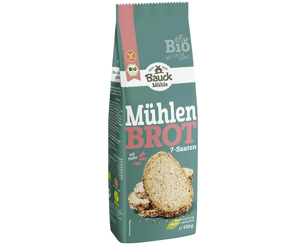 Bauck Mühle Backmischung Mühlenbrot, 7-Saaten Beutel 500 g