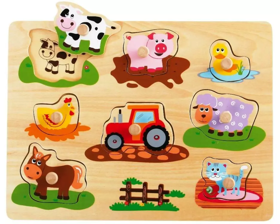 Spielba Holzspielwaren Steckspiel Tiere mit Griffli