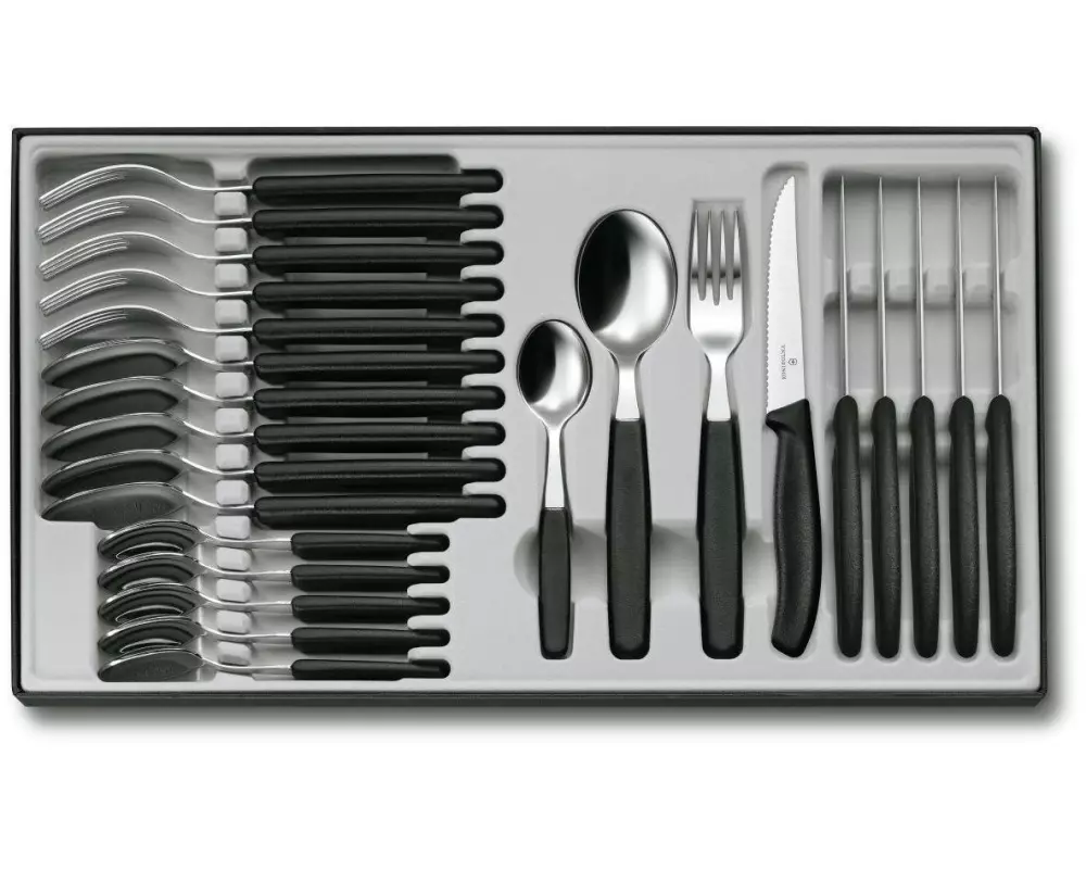 Victorinox Besteck-Set Swiss Classic 24-teilig, Schwarz/Silber