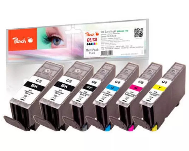 Peach Tinte Canon GI-5 / CLI-8 2x BK, 1x PBK, 1x C, 1x M, 1x Y