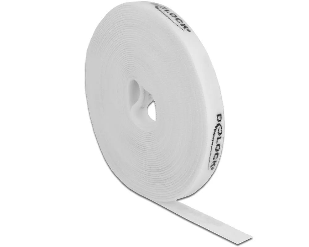 Delock Klettband 10 m x 15 mm Weiss