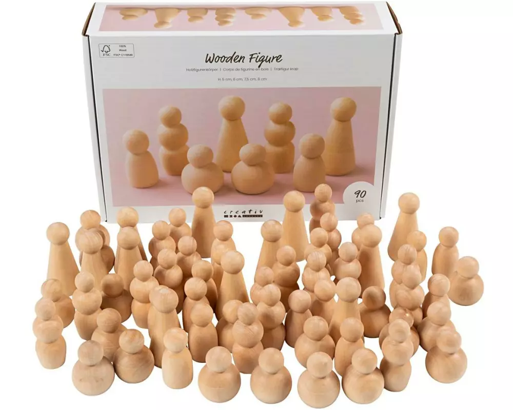 Creativ Company Holzartikel Kegelfigur 5-8 cm, 90 Stück