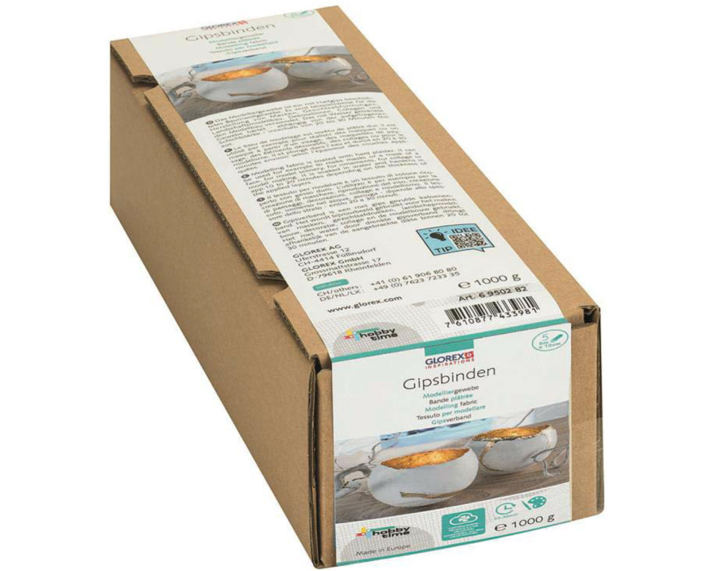 GLOREX Gipsbinden 10cmx5m 6950282 Modelliergewebe 5 Rollen