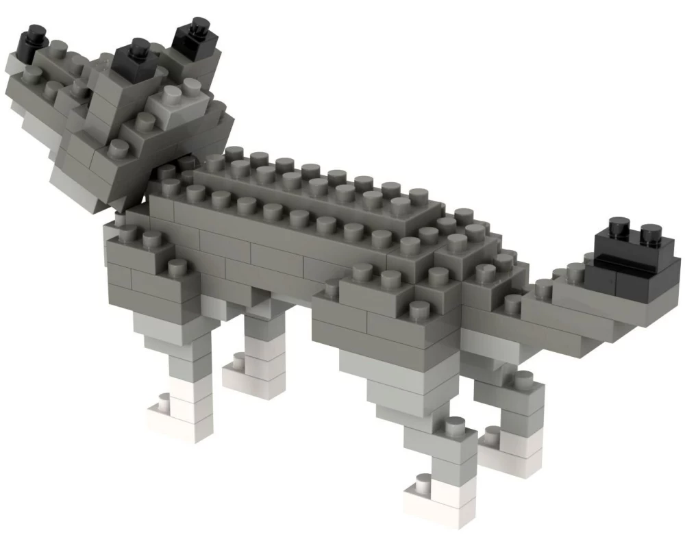 BRIXIES Bausteinmodell Wolf dunkelgrau aus 120 Bausteinen