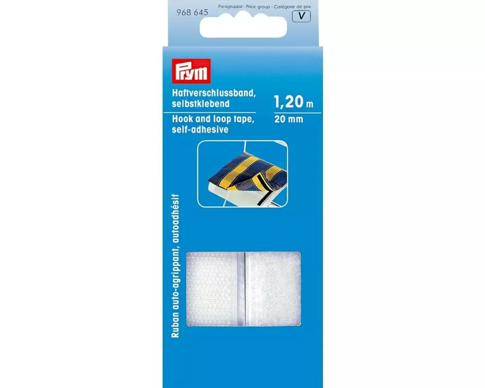 Prym Klettbandverschluss 1.2 mm selbstklebend, Weiss