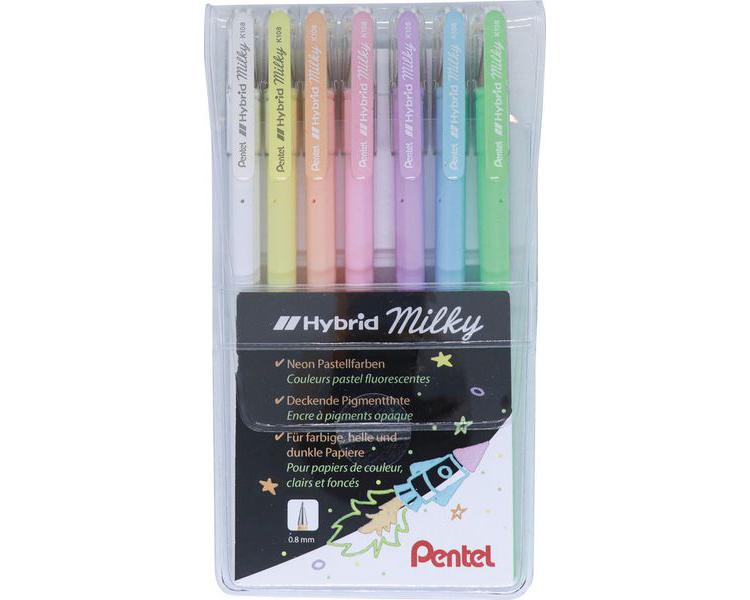 PENTEL Gel-Tintenroller K108P-7 Milky 7er Set