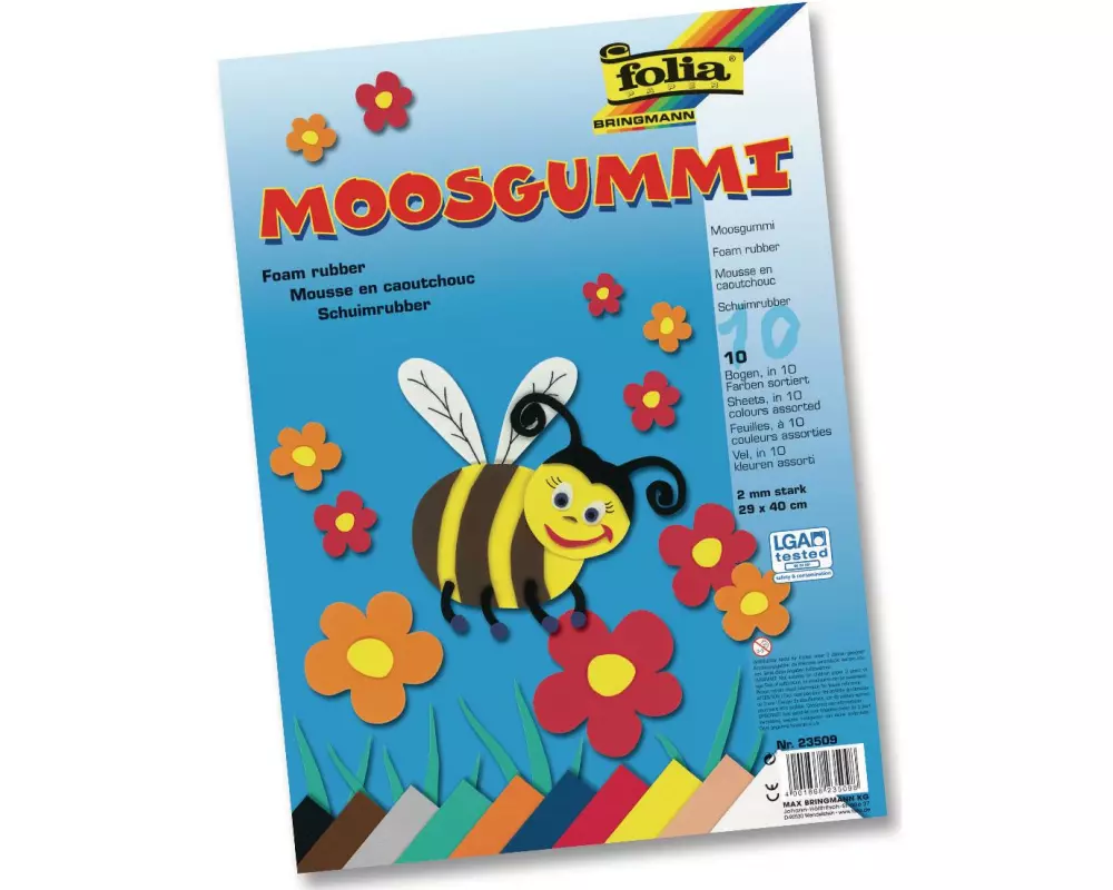 Folia Moosgummi-Set 10 Stück, Mehrfarbig