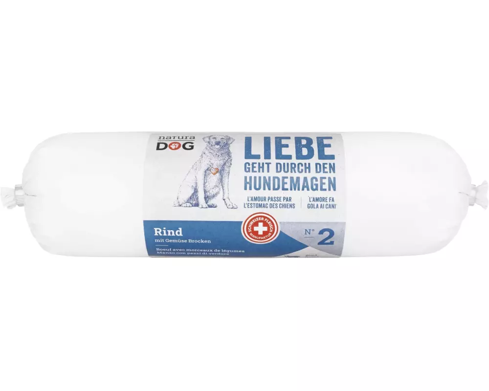 naturaDog Nassfutter Rind mit Gemüse Brocken, 850 g