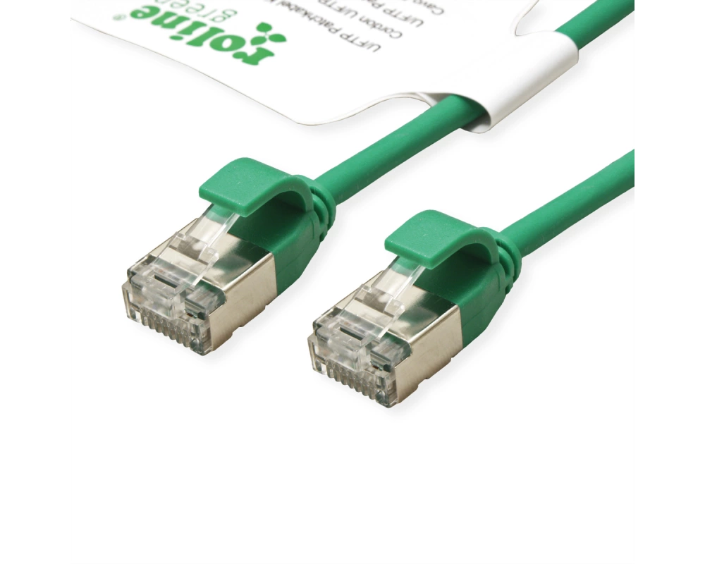 ROLINE GREEN U/FTP Patchkabel Cat.6A (Class EA), LSOH, slim, grün, 0,5 m