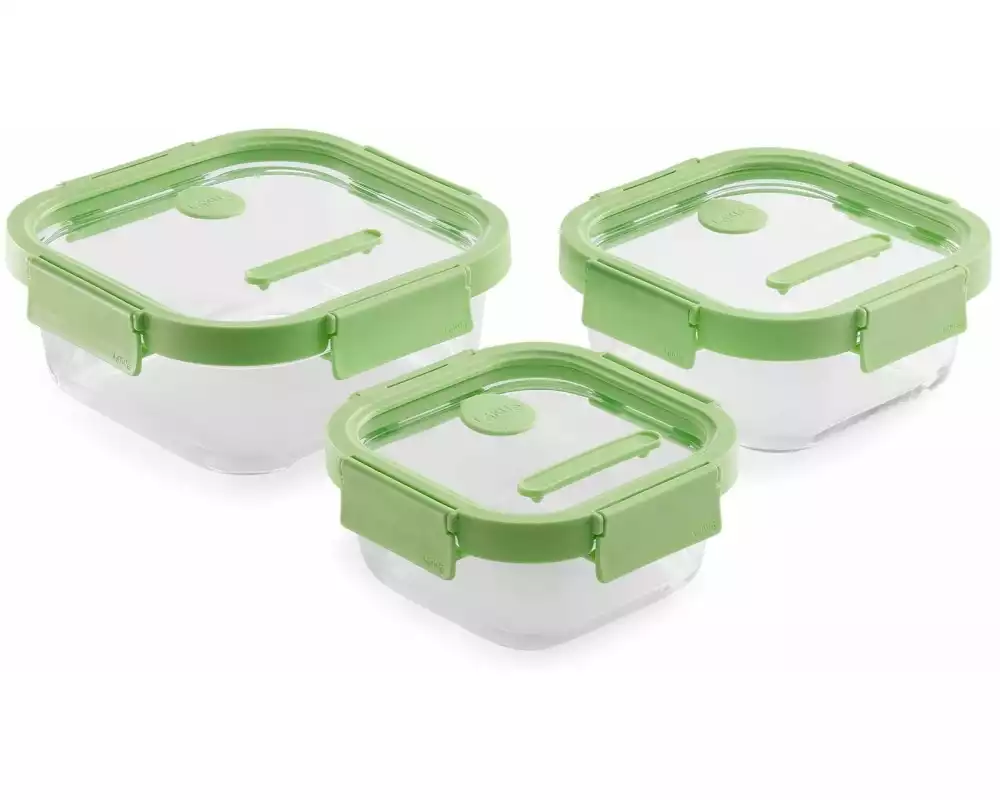 Lékué Vorratsbehälter Set mit Glasdeckel, Grün