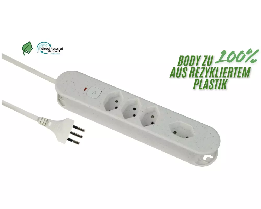 Schönenberger Steckdosenleiste Re:Life 4x T13., 1.8m Kabel, weiss