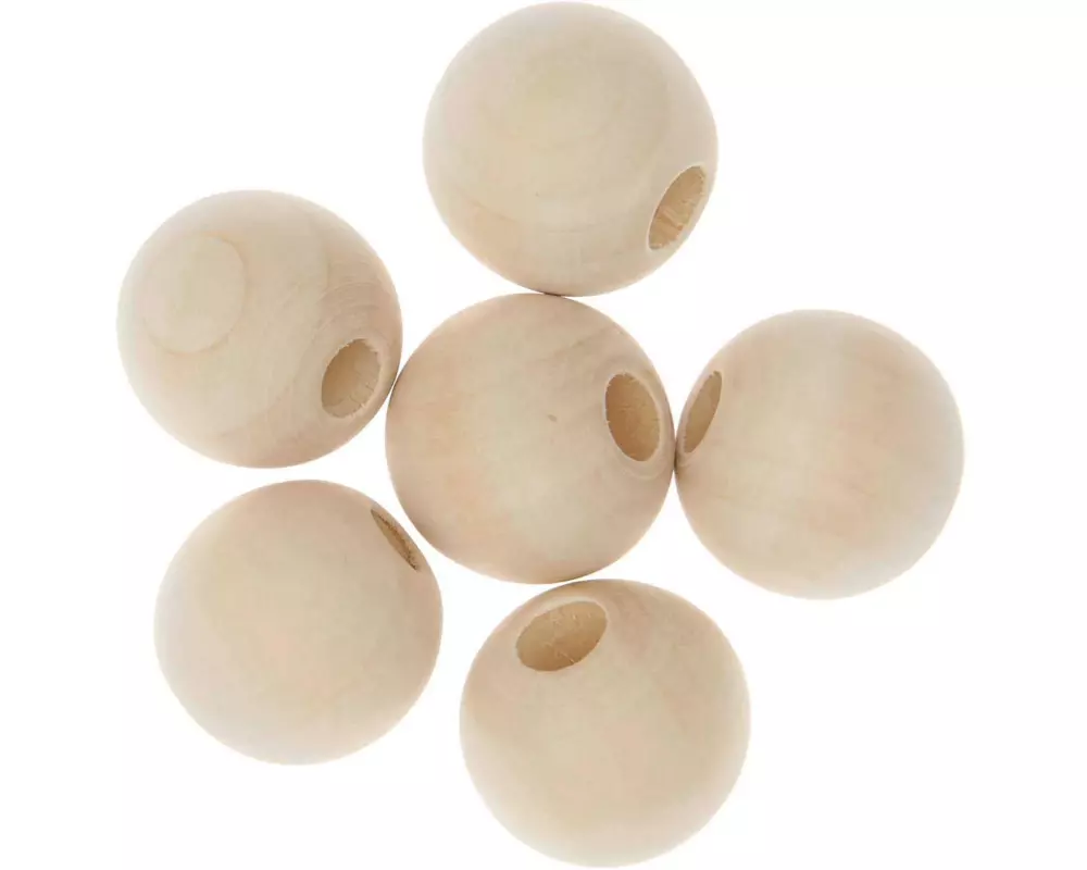 Rico Design Holzperlen Makramee Nature, 6 Stück