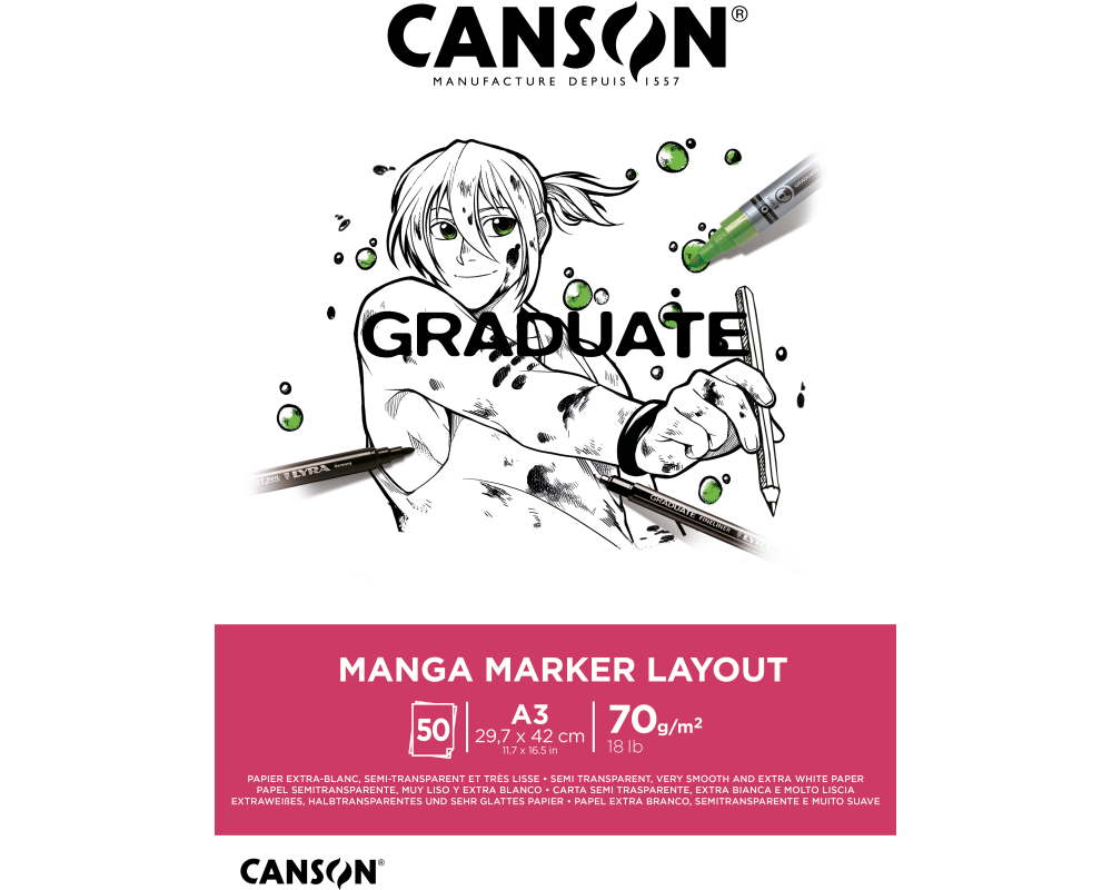 CANSON Graduate Manga Marker A3 31250P025 50 Blatt, weiss, 70g