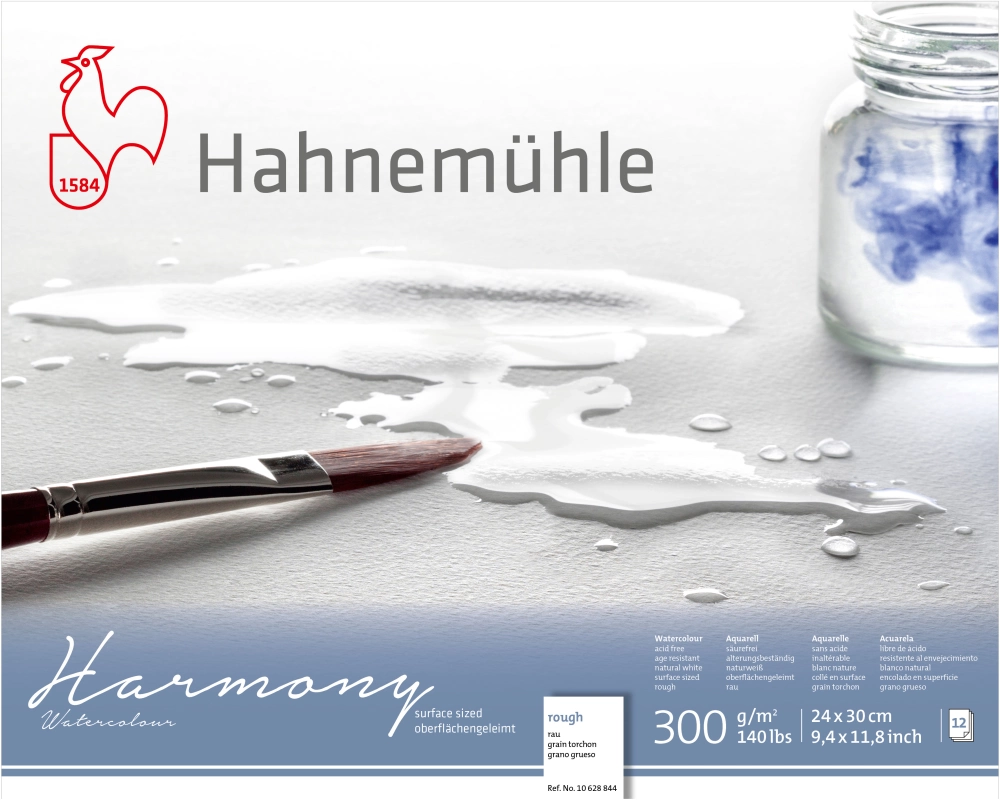 HAHNEMÜHLE Aquarellblock Harmony 24x30cm 10628844 weiss rau, 300g 12 Blatt